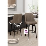 Canisa Evax Serisi 1 Adet Cappucino Bar Sandalyesi 360°c Döner Bar Sandalyesi Siyah Metal Ayaklı