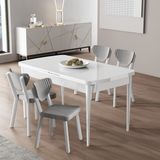 Canisa Exve Serisi 80X132 Açılabilir Mdf Beyaz Masa Takımı Ve 4 Gri Sandalye