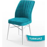 Canisa Flex Serisi Üst Kalite Gürgen Beyaz Ahşap Ayak Turkuaz Mutfak Sandalyesi