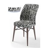 Canisa Flex Serisi Üst Kalite Gürgen Ceviz Ahşap Ayak Zebra Mutfak Sandalyesi