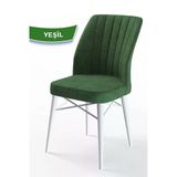 Canisa Flex Serisi Yemek Odası Sandalyesi Gürgen Beyaz Ahşap Ayak Yeşil Sandalye