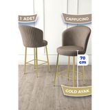 Canisa Fora Serisi Bar Sandalyesi, 70 cm, Cappucino, Gold Ayak, 1 Adet