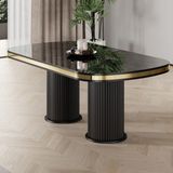 Canisa Galya Serisi Lak Panel 90X168 Sabit Siyah Mermer Desen Gold Pvc Mutfak Masası