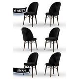 Canisa Jena Serisi 6 Adet Siyah Yemek Odası Sandalyesi 1.sınıf Babyface Ithal Kumaş Ceviz Gürgen Ayak