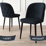 Canisa Kage Serisi Antrasit 1. Sınıf Babyface Kumaş Kapitoneli Kahve Metal Ayaklı Yemek Odası Sandalyesi