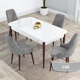Canisa Kar Serisi 80x132 Açılabilir Mdf Beyaz Ceviz Ayak Masa Takımı ve 4 Adet Gri Sandalye