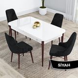 Canisa Kar Serisi 80x132 Açılabilir Mdf Beyaz Ceviz Ayak Masa Takımı ve 4 Adet Siyah Sandalye