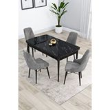 Canisa Kar Serisi 80x132 Açılabilir Mdf Mutfak Masası Takımı 4 Gri Sandalye
