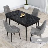 Canisa Kar Serisi 80x132 Açılabilir Mdf Siyah Mermer Desen Masa Takımı ve 4 Adet Gri Sandalye