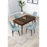 Canisa Kar Serisi 80x132 Açılabilir Mdf Siyah Mermer Desenli 6 Gri Sandalye Mutfak Masası Takımı