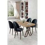Canisa Kaye Serisi Mdf 90X168 Atlantik Çam Mutfak Masa Takımı 4 Antrasit Sandalye