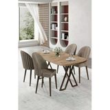 Canisa Kaye Serisi Mdf 90X168 Atlantik Çam Mutfak Masa Takımı 4 Cappucino Sandalye