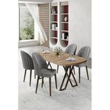 Canisa Kaye Serisi Mdf 90X168 Atlantik Çam Mutfak Masa Takımı 4 Gri Sandalye