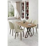 Canisa Kaye Serisi Mdf 90X168 Atlantik Çam Mutfak Masa Takımı 4 Krem Sandalye