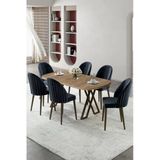Canisa Kaye Serisi Mdf 90x168 Atlantik Çam Mutfak Masa Takımı 6 Antrasit Sandalye