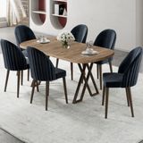 Canisa Kaye Serisi Mdf 90X168 Atlantik Çam Mutfak Masa Takımı 6 Sandalye - Antrasit - 90 X 168