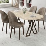 Canisa Kaye Serisi MDF 90X168 Atlantik Çam Mutfak Masası Takımı 4 Cappucino Sandalye - 90 X 168