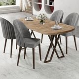 Canisa Kaye Serisi MDF 90X168 Atlantik Çam Mutfak Masası Takımı 4 Gri Sandalye - 90 X 168