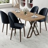 Canisa Kaye Serisi Mdf 90X168 Atlantik Çam Mutfak Masası Takımı 4 Sandalye - Antrasit - 90 X 168