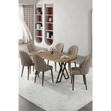 Canisa Kaye Serisi MDF 90x168 cm Atlantik Çam Mutfak Masa Takımı, 6 Cappucino Sandalye