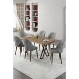 Canisa Kaye Serisi MDF 90x168 cm Atlantik Çam Mutfak Masa Takımı, 6 Gri Sandalye