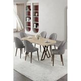 Canisa Kaye Serisi Mdf 90X168 Traverten Mutfak Masası Takımı 6 Gri Sandalye