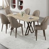 Canisa Kaye Serisi Mdf 90X168 Traverten Mutfak Masası Takımı 6 Sandalye - Cappucino - 90 x 168