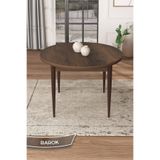 Canisa Kea Serisi 90 x 90 cm Sabit Yuvarlak Mutfak Masası, Barok Ahşap Desen, Metal Ayaklar