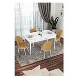 Canisa Kor Serisi 4 Sandalye Cappucino Beyaz Mermer Desen 70x114 Açılabilir Mutfak Masa Takımı