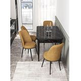 Canisa Kor Serisi 4 Sandalye Cappucino Siyah Mermer Desen 70x114 Açılabilir Mutfak Masa Takımı
