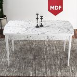Canisa Kor Serisi 70X114 MDF Açılabilir Beyaz Mermer Desenli Mutfak Masası