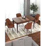 Canisa Kor Serisi Barok Ahşap Desen 70x114 cm Açılabilir 4 Sandalye Kiremit Mutfak Masası Takımı