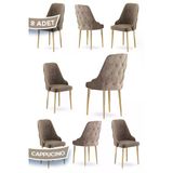 Canisa Krax Serisi 1.Sınıf Babyface Kumaş Yemek Odası Sandalyesi Gold Metal Ayak 8 Adet Cappucino Sandalye