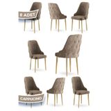 Canisa Krax Serisi Babyface Kumaş Mutfak Sandalyesi, Gold Metal Ayak, 8 Adet Set, Cappucino