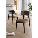 Canisa Laos Serisi 4 Adet Cappucino Mutfak Sandalyesi, Siyah Metal İskeletli, Babyface Kumaş