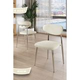 Canisa Laos Serisi 6 Adet Krem Mutfak Sandalyesi, Krom Kaplama Metal Ayak, Babyface Kumaş