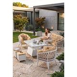 Canisa Liatris Serisi 1. Sınıf 3+1+1+2 Puf Beyaz Rattan Cappucino Minder Bahçe Balkon Oturma Koltuk Takım