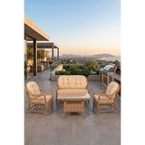 Canisa Linaria Serisi 1. Sınf 2+1+1 Cappucino Rattan Cappucino Minder Bahçe Balkon Oturma Koltuk Takımı Çok Renkli