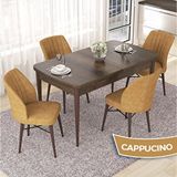 Canisa Nef Serisi 70x114 cm Açılabilir Mdf Barok Ahşap Desen 4 Cappucino Sandalye Masa Takımı