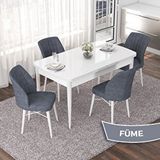 Canisa Nef Serisi 70x114 cm Açılabilir Mdf Beyaz 4 Füme Sandalye Masa Takımı