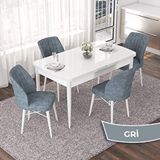 Canisa Nef Serisi 70x114 cm Açılabilir Mdf Beyaz 4 Gri Sandalye Masa Takımı