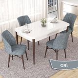 Canisa Nef Serisi 70x114 cm Açılabilir Mdf Beyaz Ceviz Ayak 4 Gri Sandalye Masa Takımı