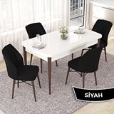 Canisa Nef Serisi 70x114 cm Açılabilir Mdf Beyaz Ceviz Ayak 4 Siyah Sandalye Masa Takımı