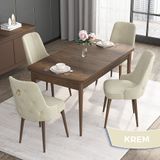 Canisa Nil Serisi Beyaz 70x110 cm Sabit Masa 4 Sandalye Krem Mutfak Masası Takımı