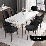 Canisa Nil Serisi Beyaz 70x110 CM Sabit Masa 4 Sandalye Siyah Mutfak Masası Takımı