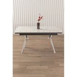 Canisa Nis Serisi 89x150 Açılabilir Lak Panel Beyaz Mermer Desen Masa Krom Ayak