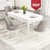 Canisa Nix Serisi Açılabilir MDF 70X114 Beyaz Mutfak Masası Takımı ve 4 Sandalye - Gri