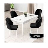 Canisa Orf Serisi 80x132 Açılabilir Beyaz Mutfak Masası Takımı ve 4 Adet Siyah Sandalye