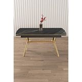 Canisa Poy Serisi 89x150 Açılabilir Lak Panel Gold Ayak Siyah Mermer Desen Masa Altın