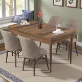 Canisa Radde Serisi 70X110 Sabit Barok Ahşap Desen Mutfak Masası Takımı 4 Cappucino Sandalye - Cappuccino